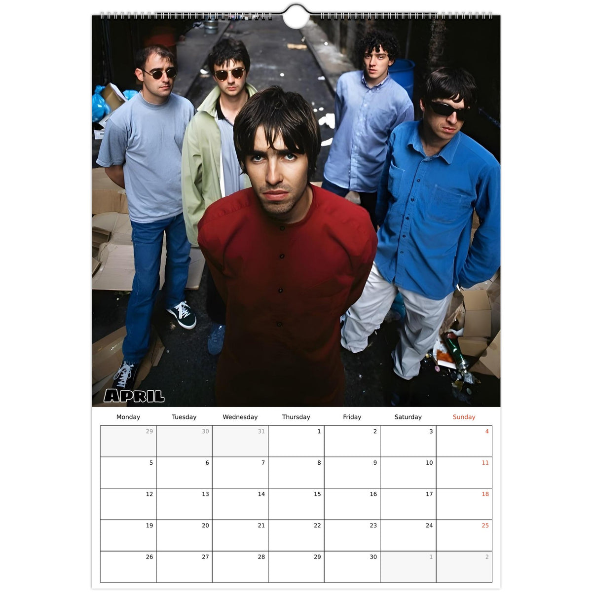 April page of Oasis 2027 A3 wall calendar