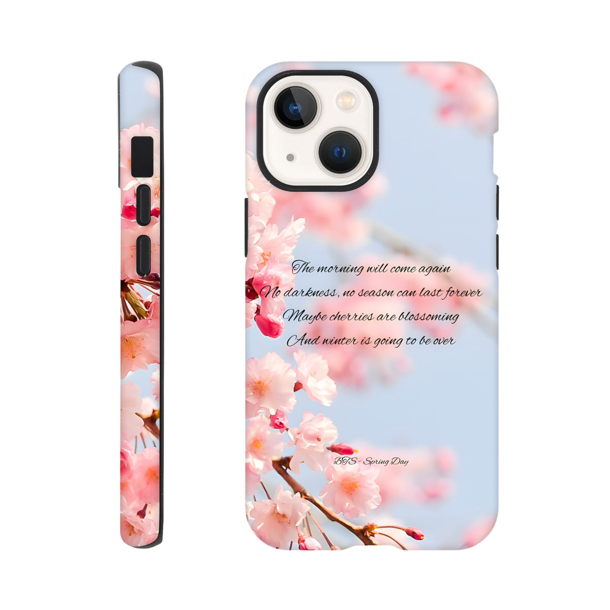 Stylish iPhone tough case with BTS Spring Day aesthetic print