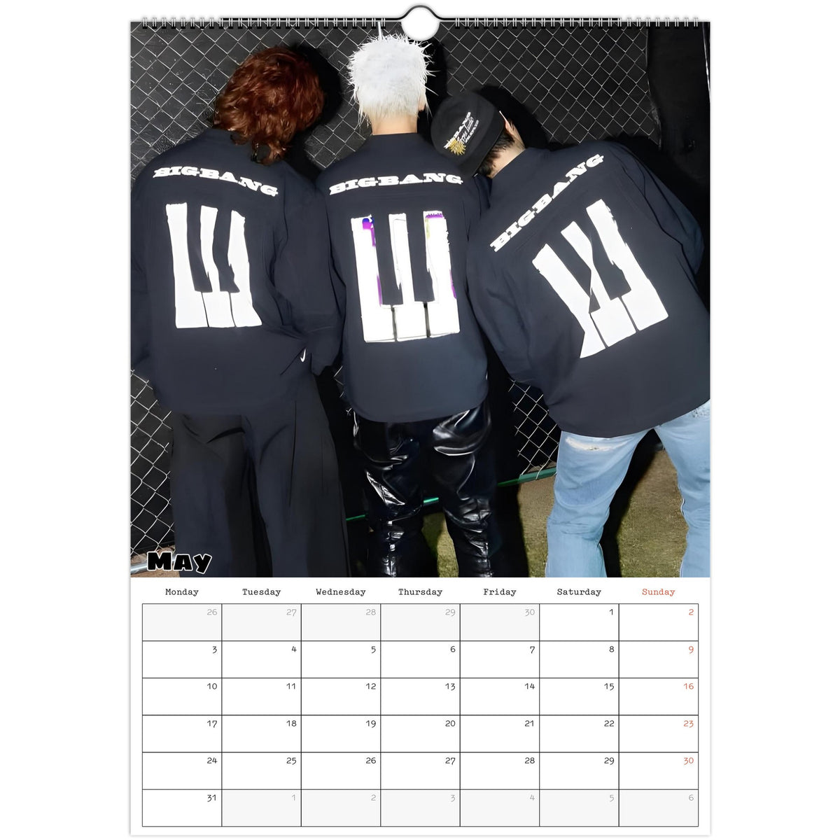 May 2027 page in BIGBANG A3 wall calendar