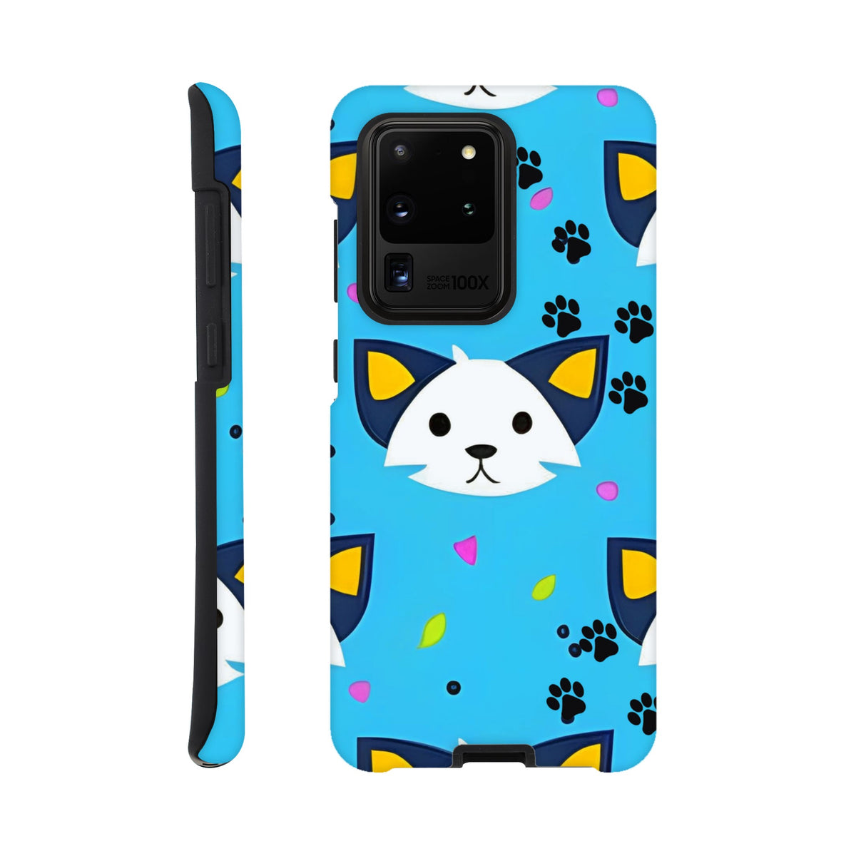 Cute cat illustration Samsung case with paw prints