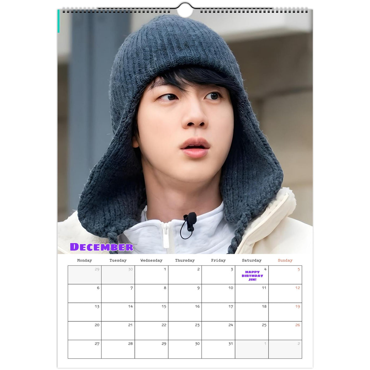 BTS Jin Calendar December portrait