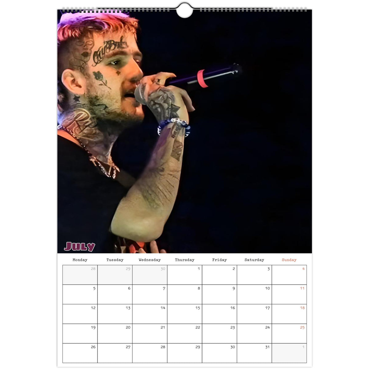 Lil Peep Calendar 2027 July photo