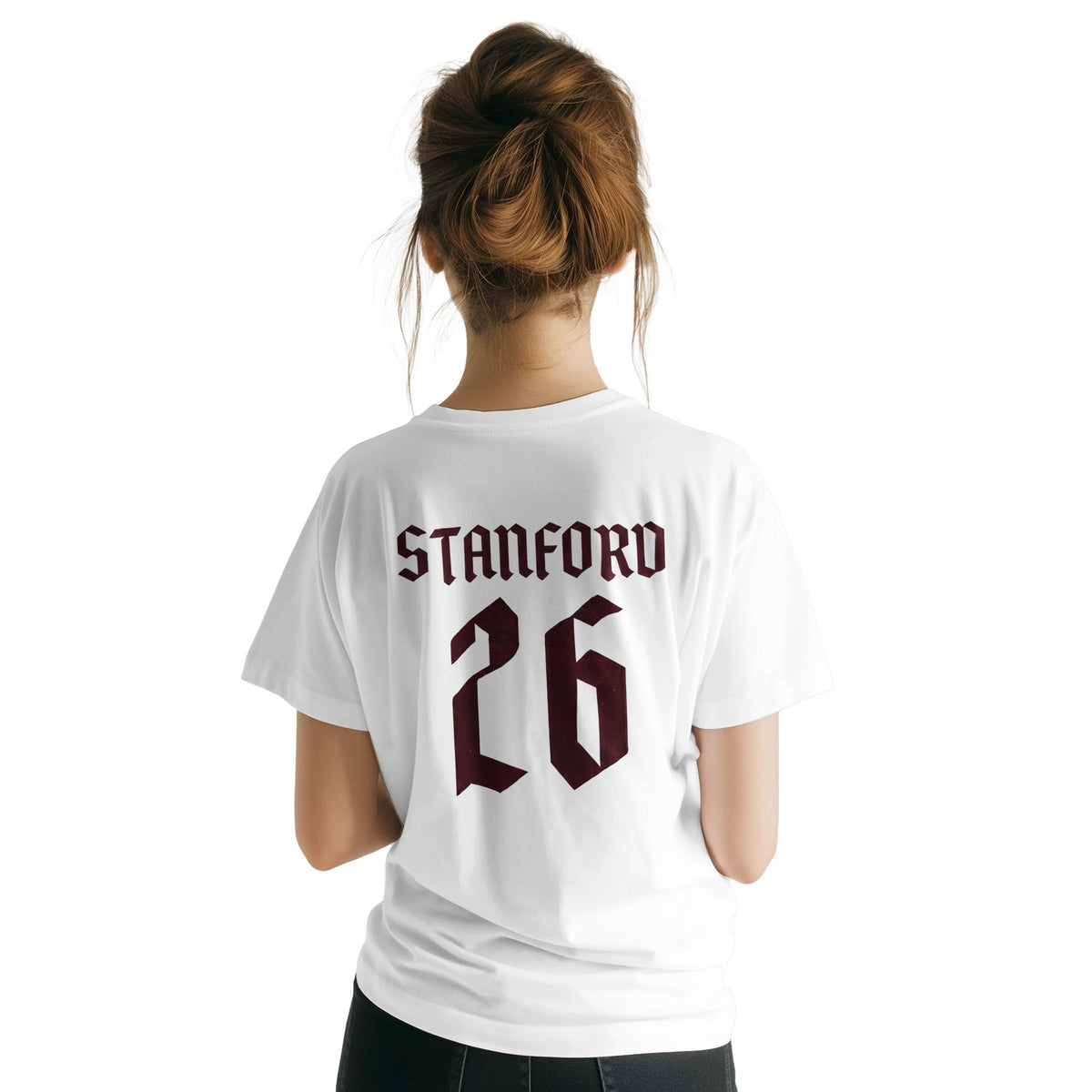 White BTS unisex shirt with Stanford 26 back print