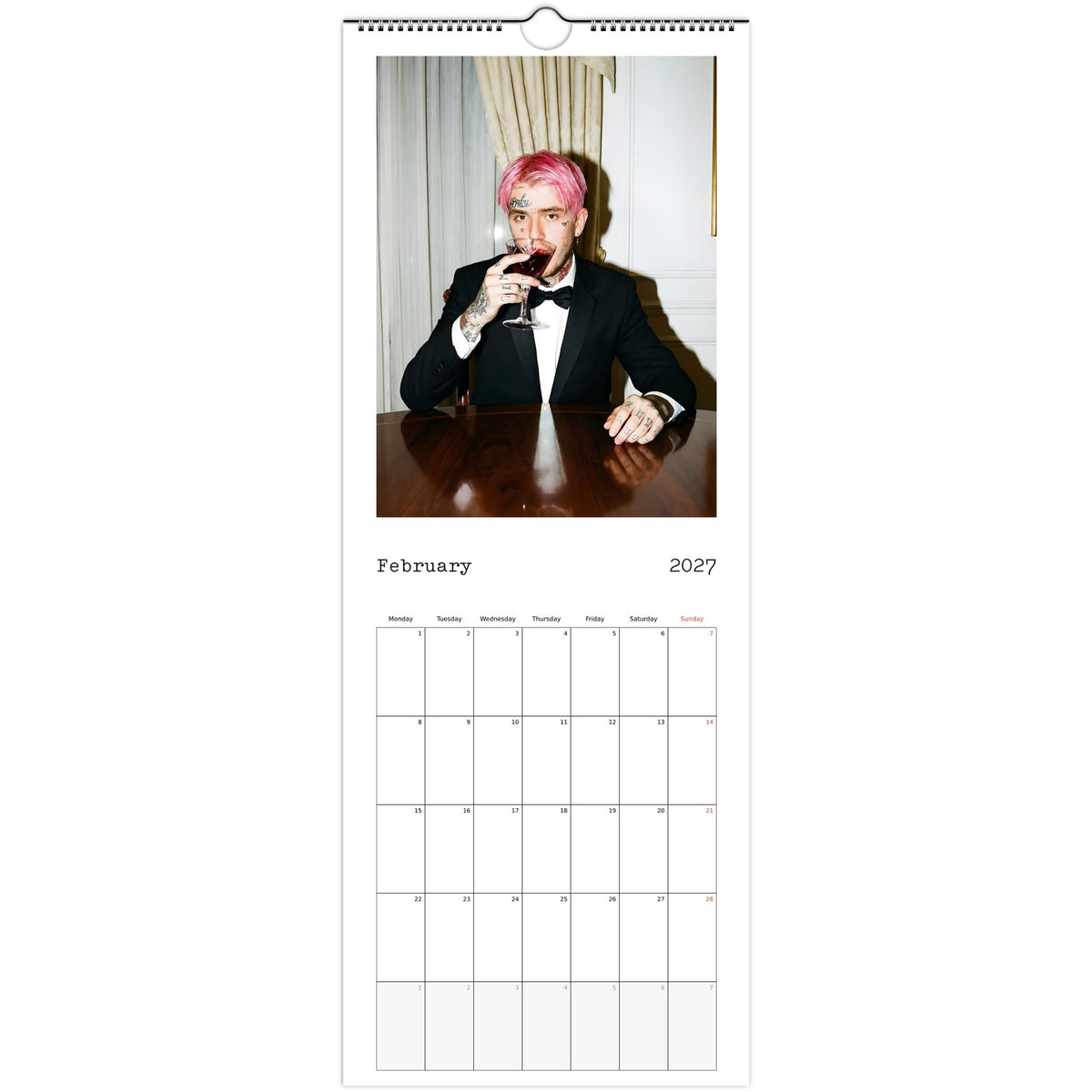 Lil Peep Calendar 2027 February photo