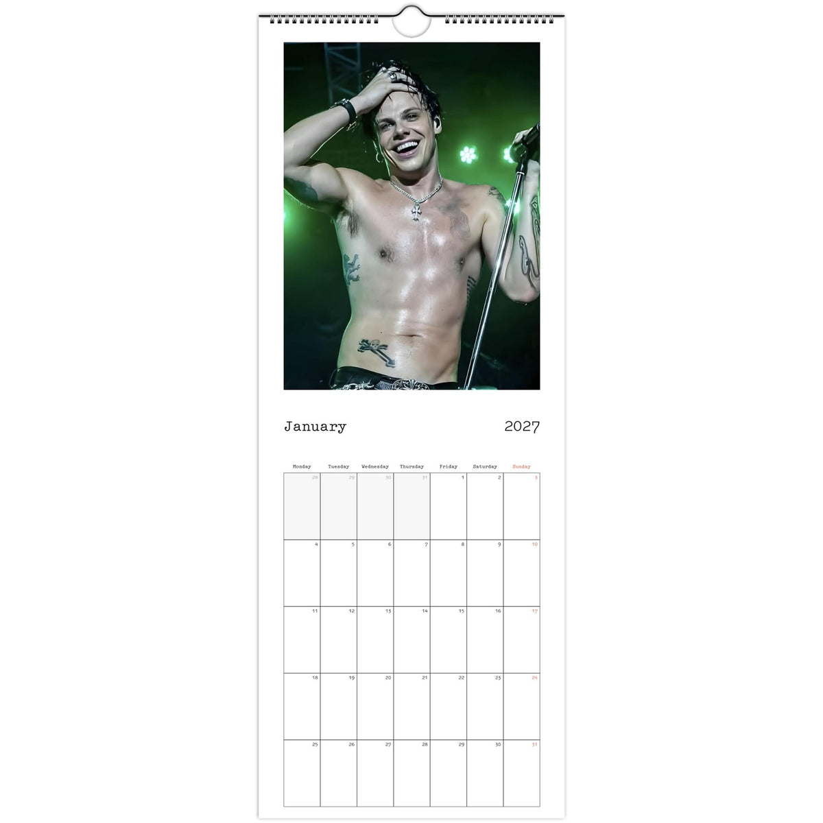 January page of YUNGBLUD 2027 slim wall calendar