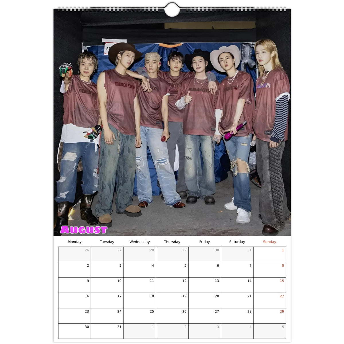 BTS Calendar 2027 August Photo