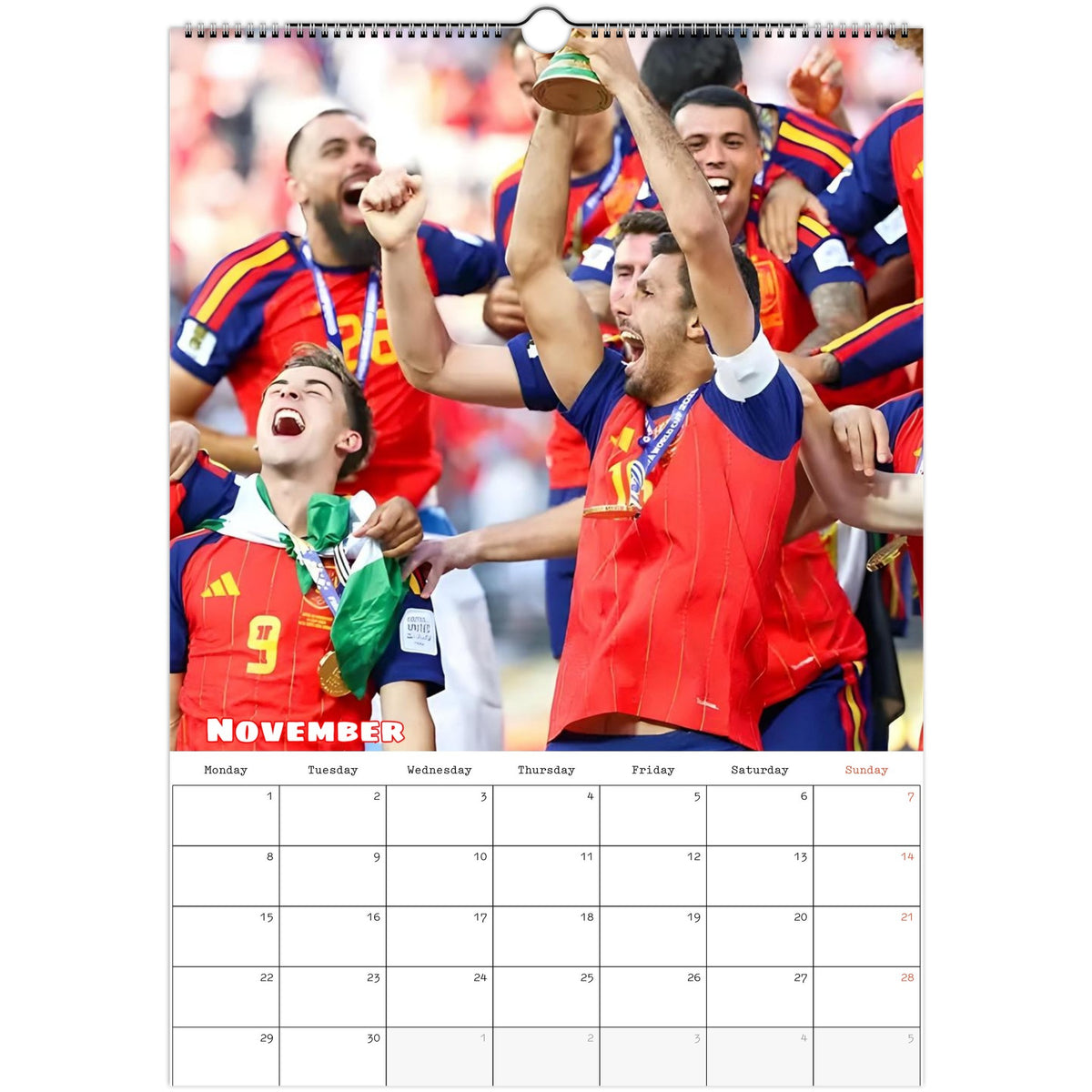 Spain FC Calendar 2027 November page