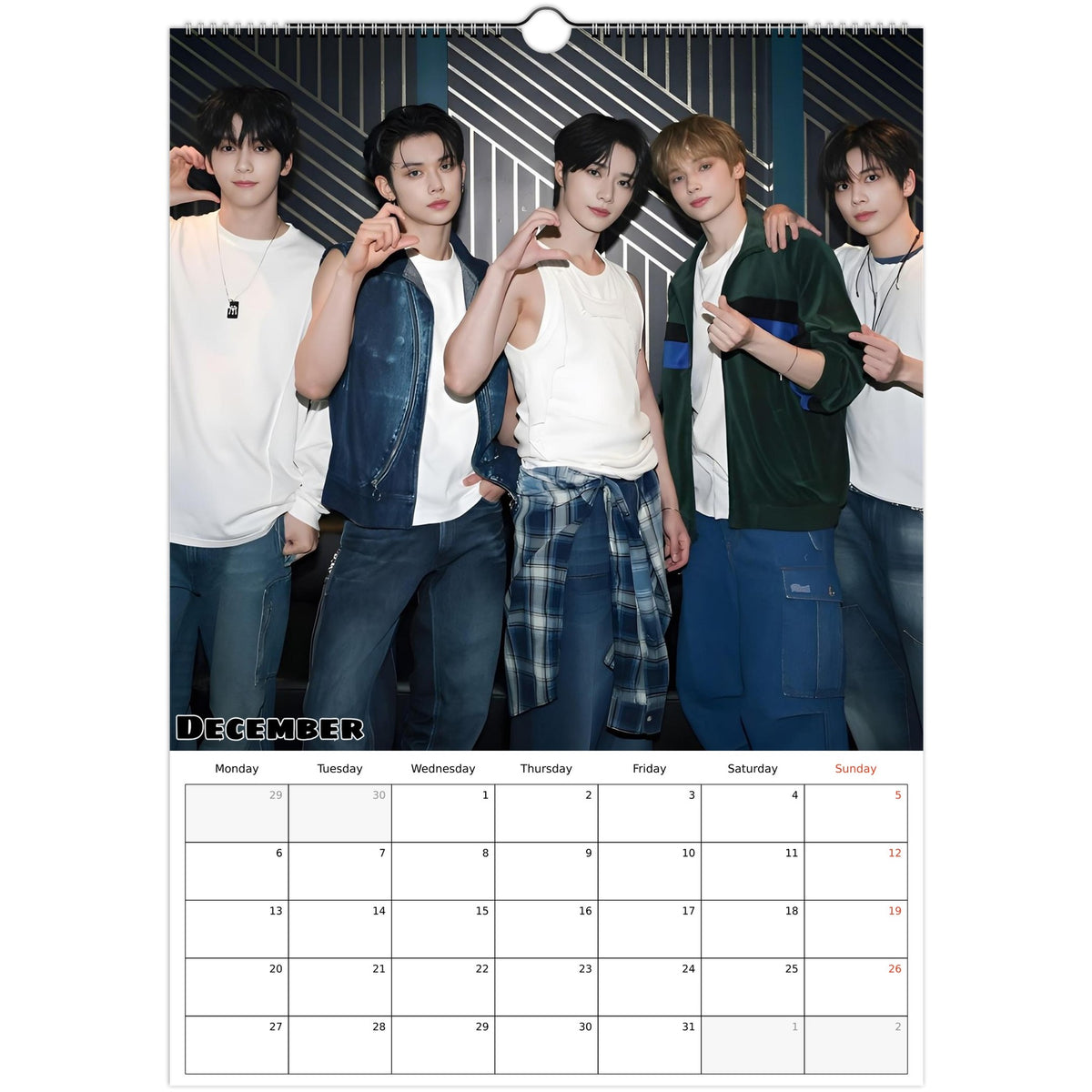 TXT calendar December 