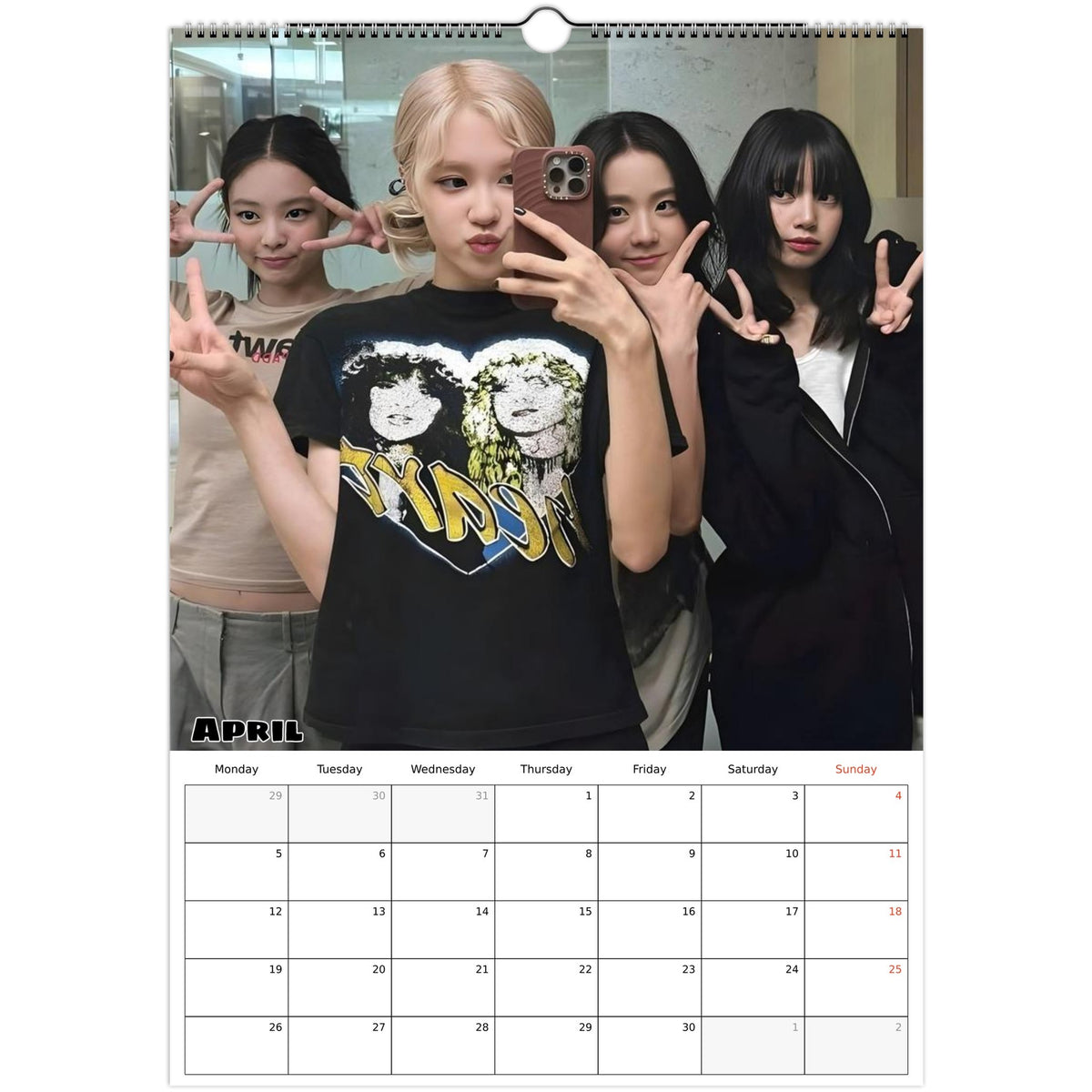 April page of BLACKPINK 2027 A3 wall calendar