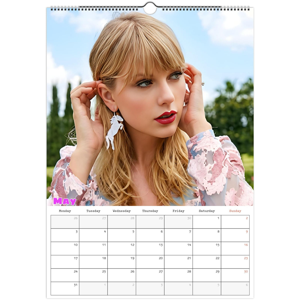 May 2027 page in Taylor Swift A3 wall calendar