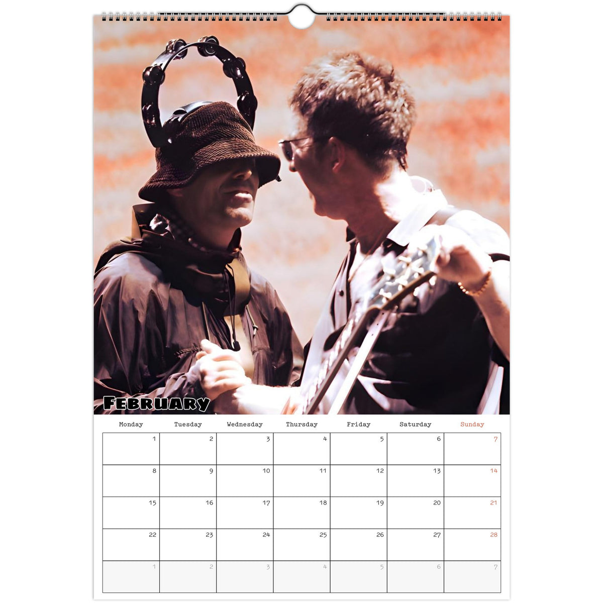 February page of Oasis 2027 A3 wall calendar