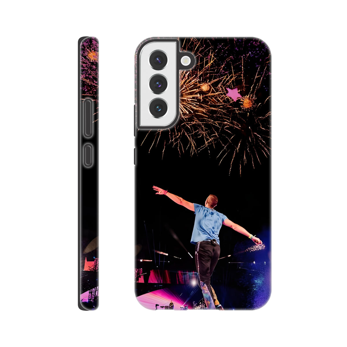 Coldplay Samsung case with vibrant fireworks artwork