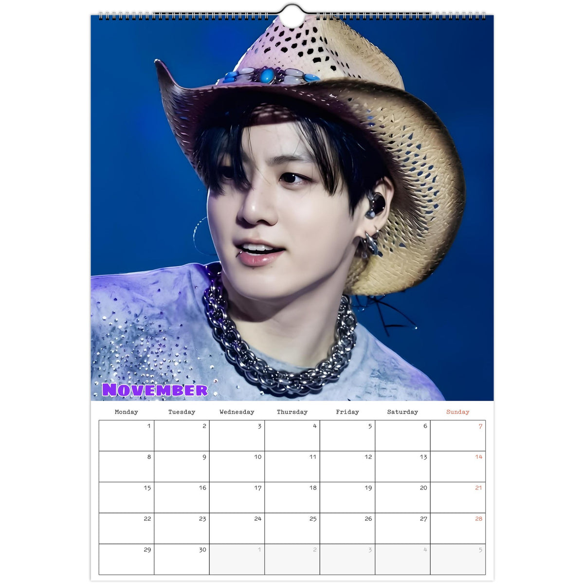 BTS Jungkook Calendar 2027 November page