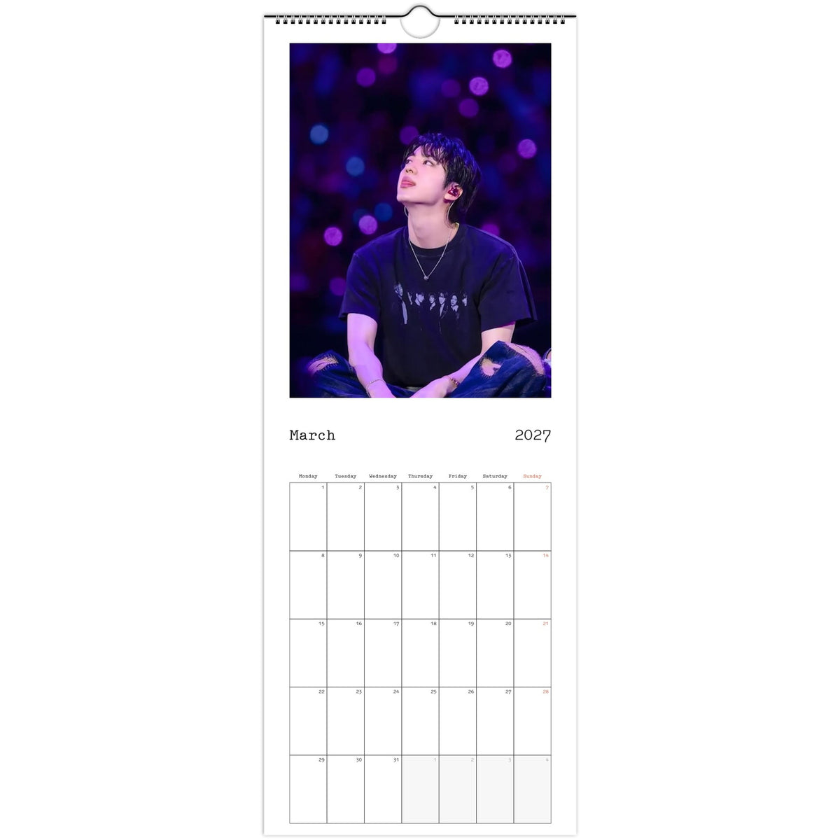 BTS Jin Calendar 2027 March page