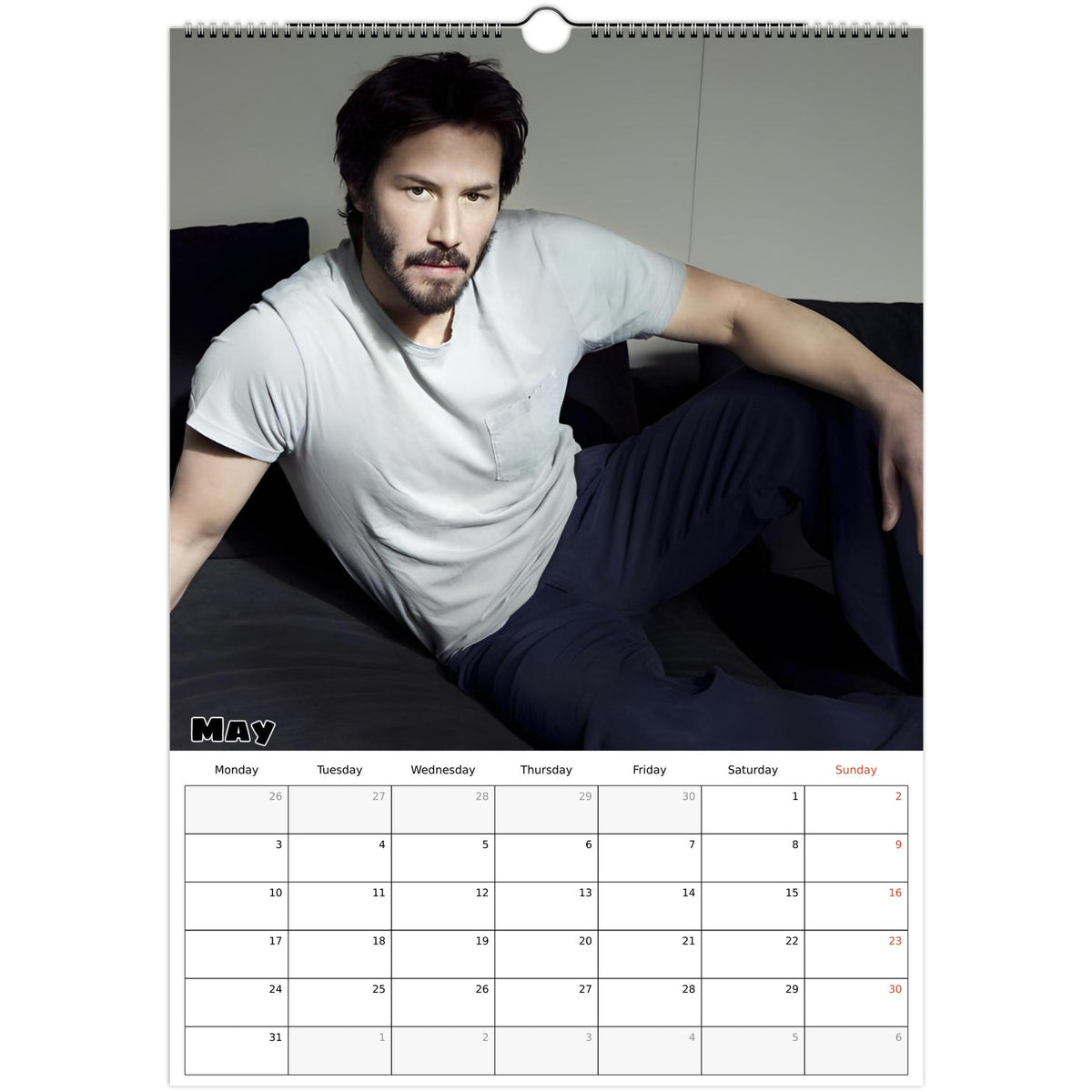 May 2027 page in Keanu Reeves A3 wall calendar
