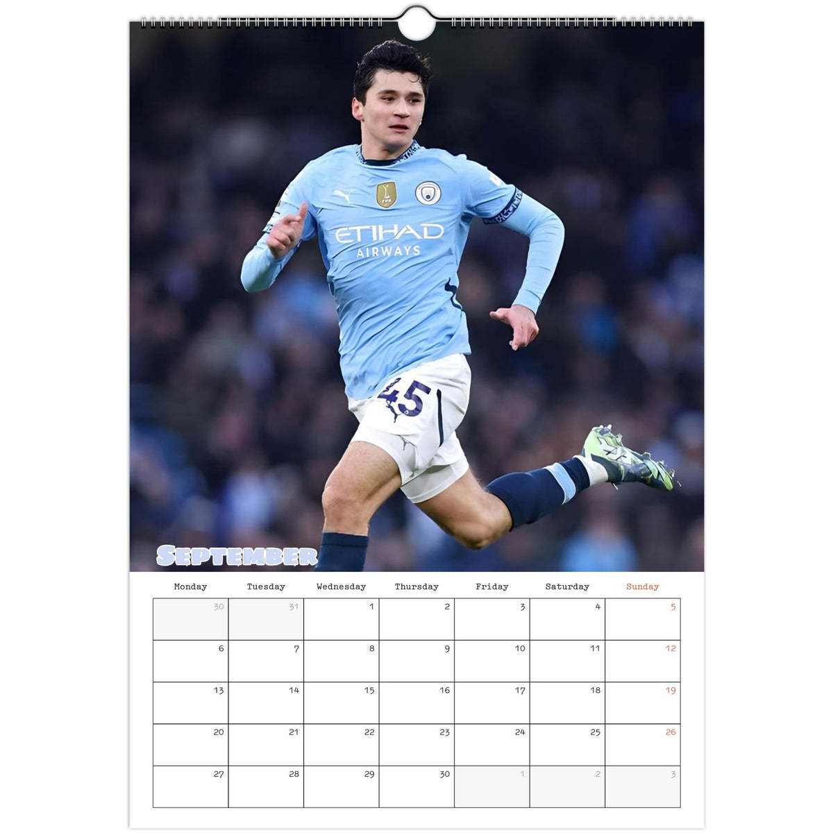 Man City Calendar 2027 September page