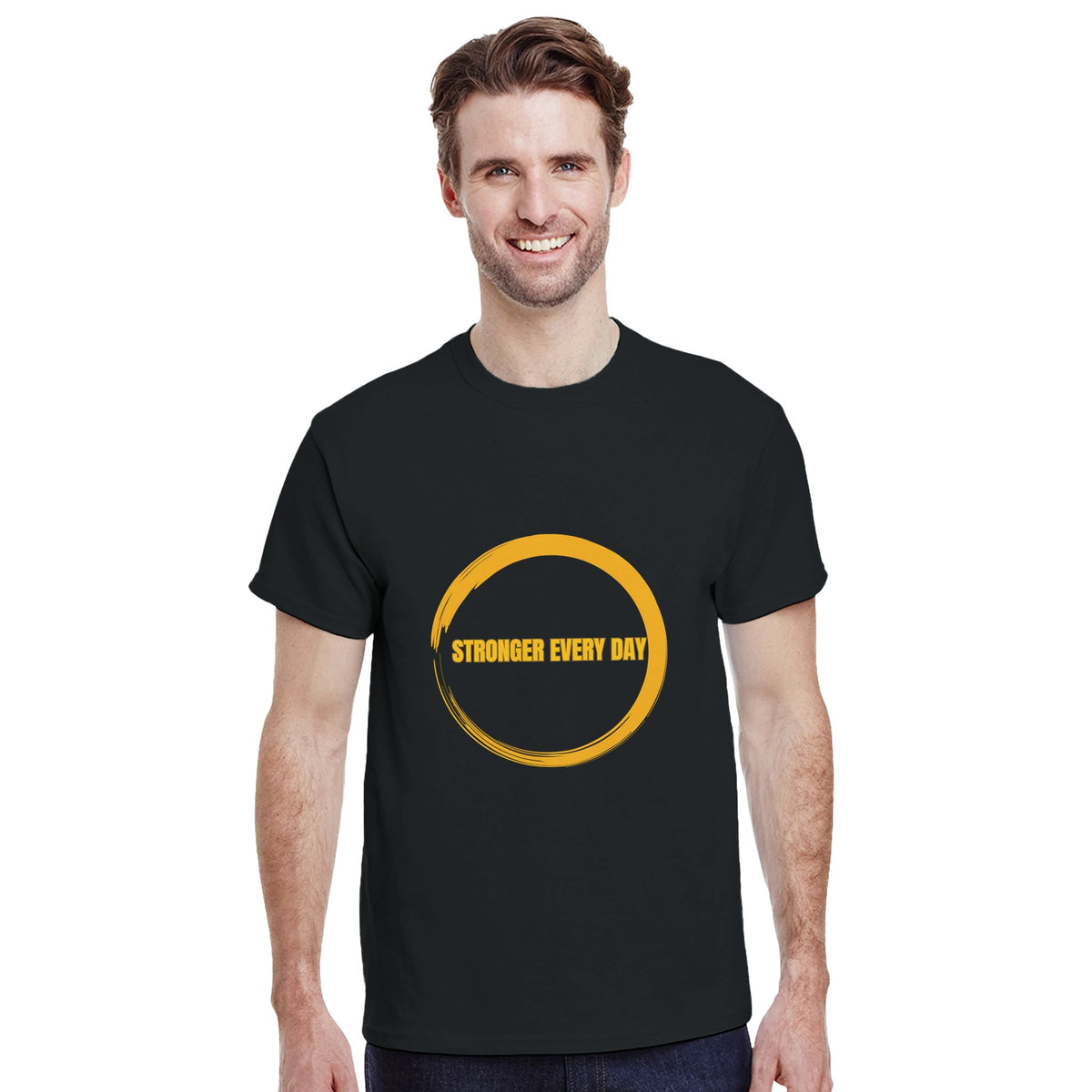 100% cotton motivational tee featuring Stronger Every Day message