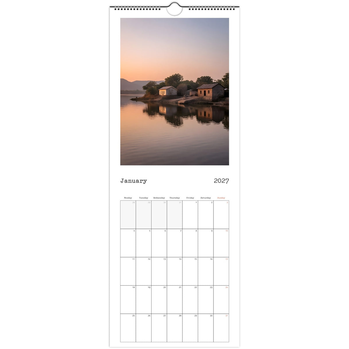 Beautiful India 2027 calendar January page