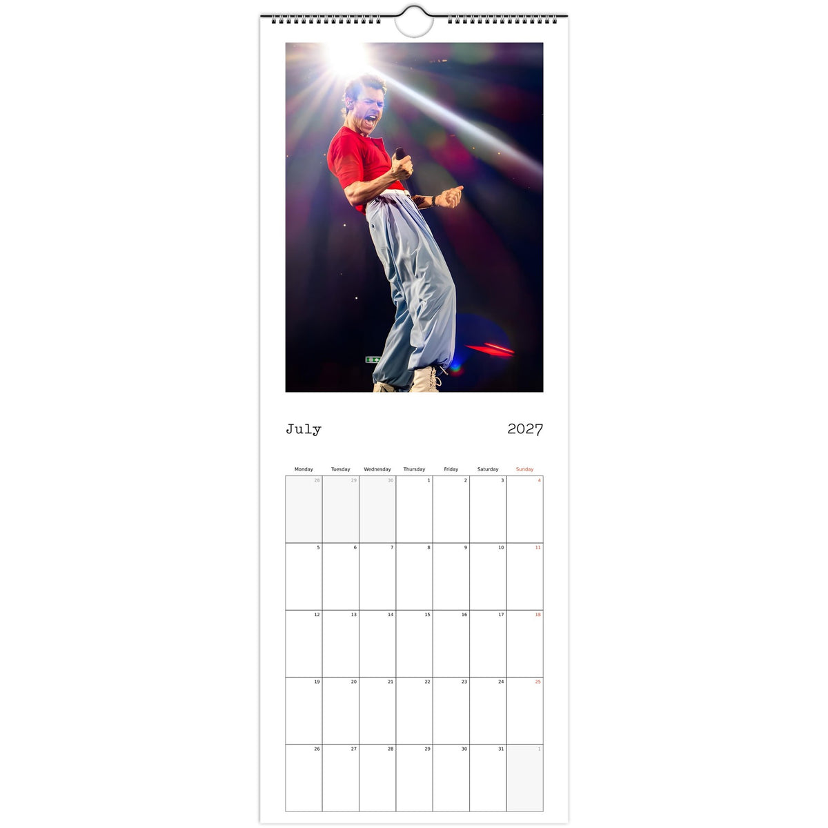 Harry Styles Calendar 2027 July 