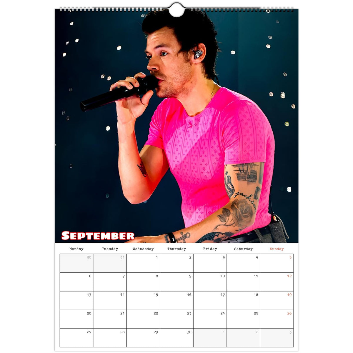 Harry Styles Calendar 2027 September photo