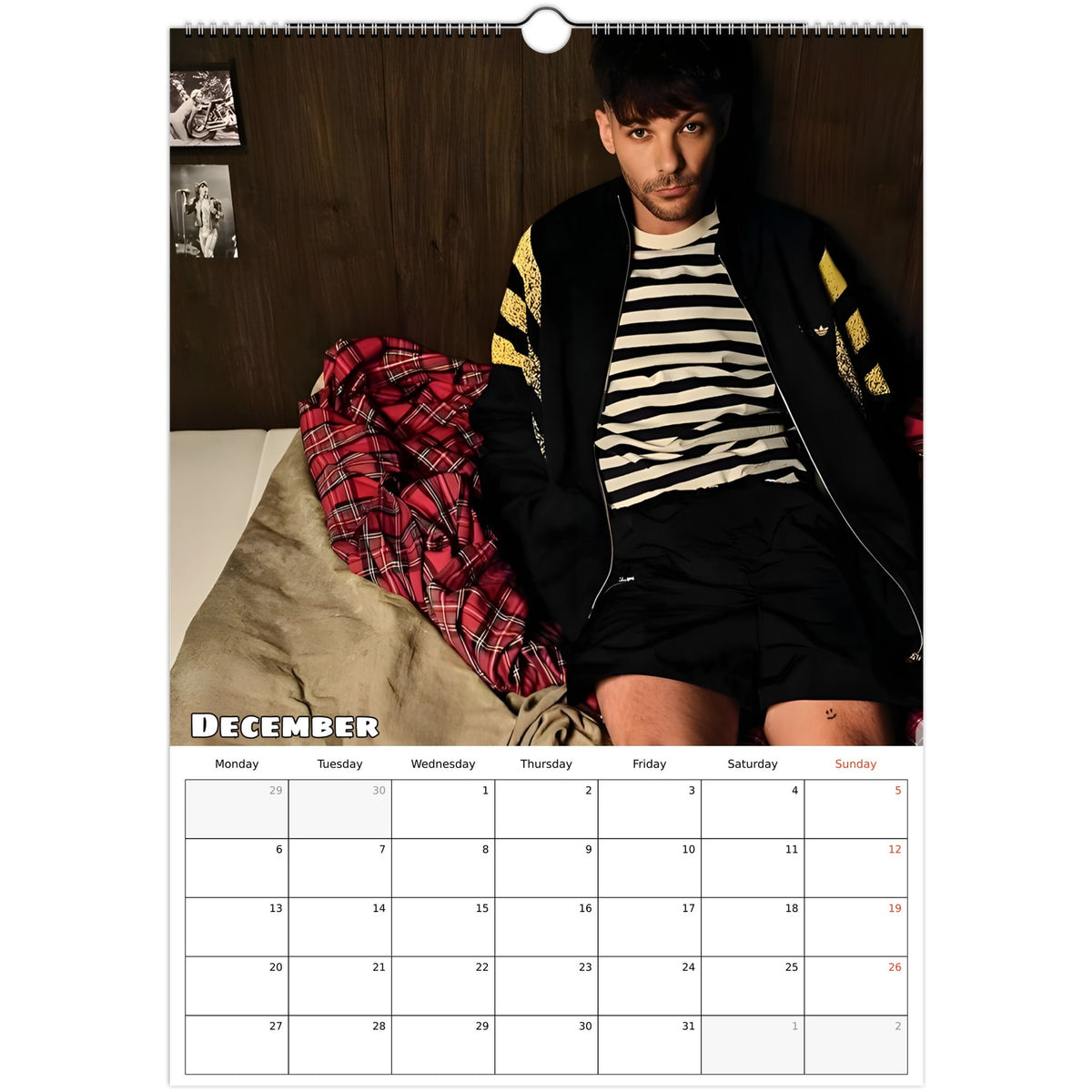 Louis Tomlinson 2027 calendar December Page