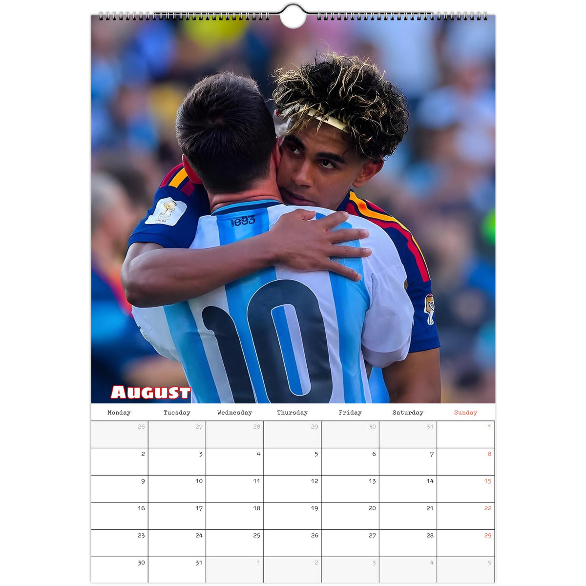 Spain FC Calendar 2027 August page