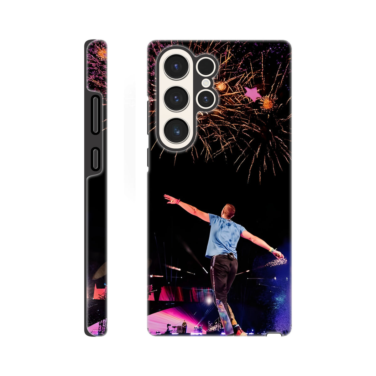 Fireworks Samsung phone case with Coldplay‑themed artwork