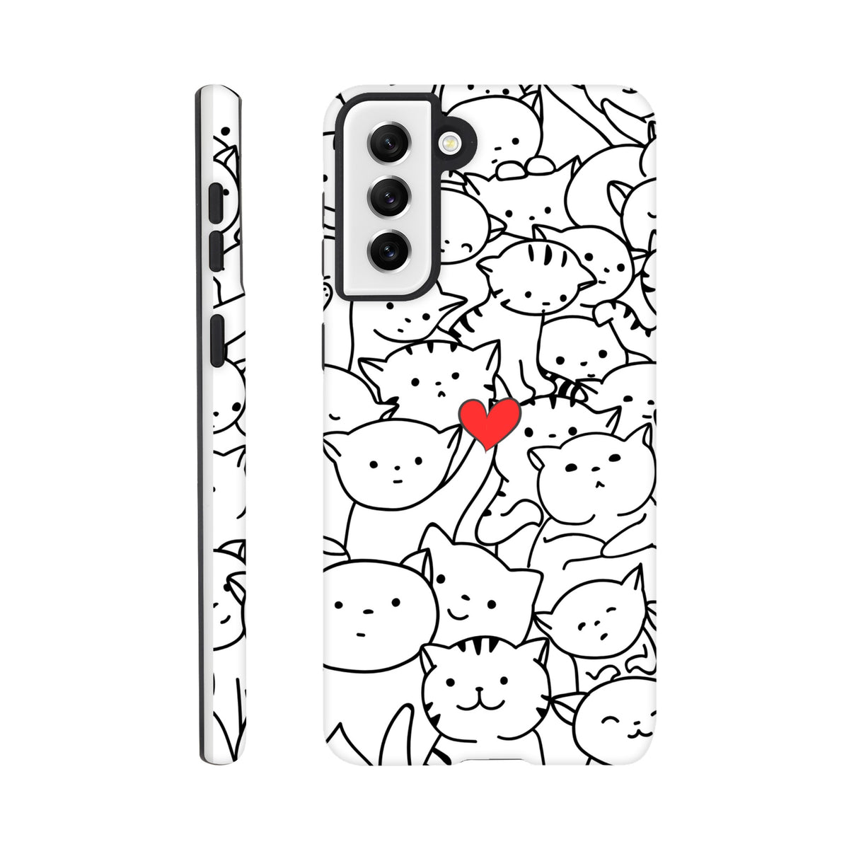 Black and white cat illustration Samsung case