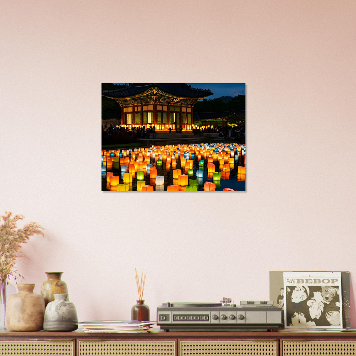 Floating lantern festival wall art inspired by Korean traditions