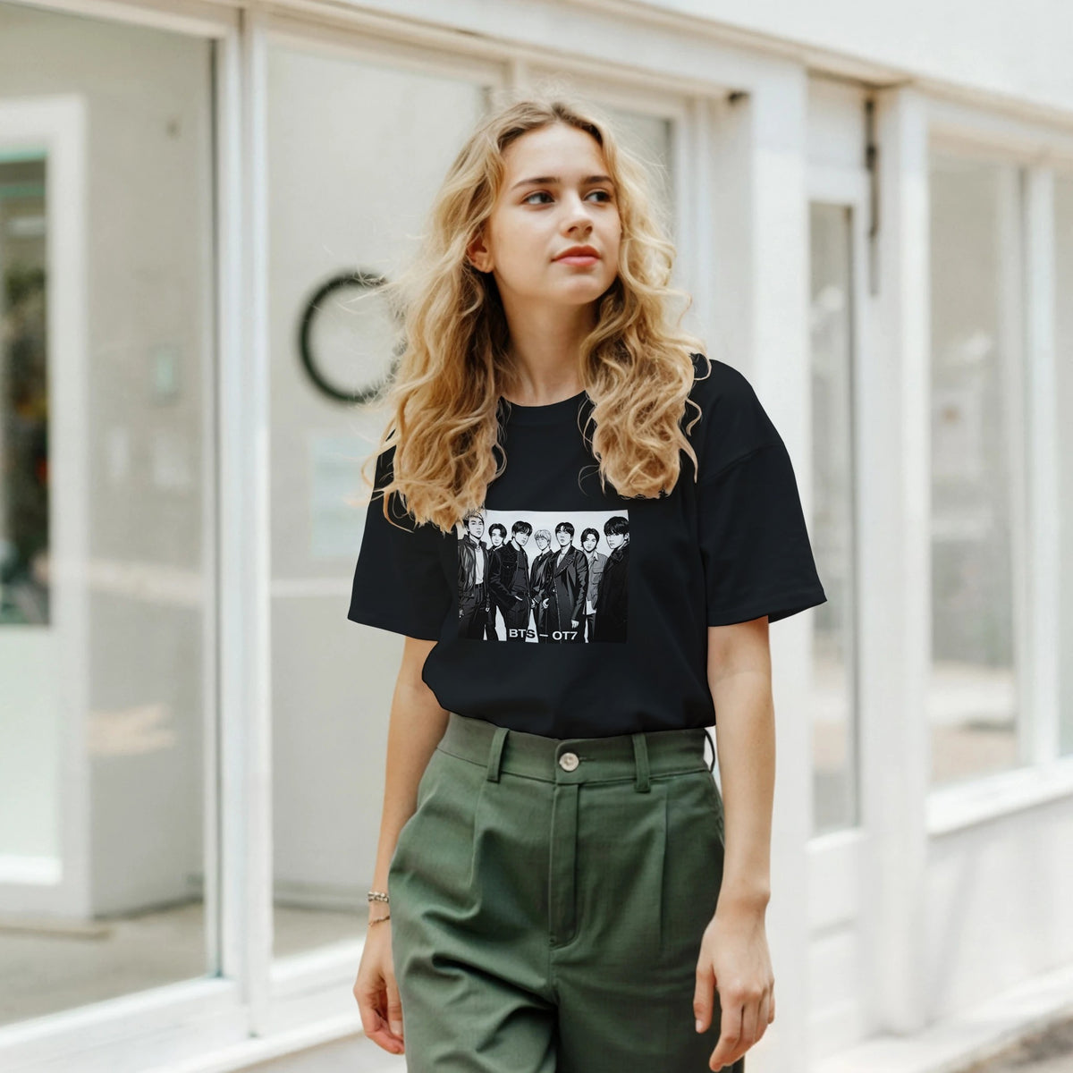 BTS 2026 logo sleeve black t‑shirt