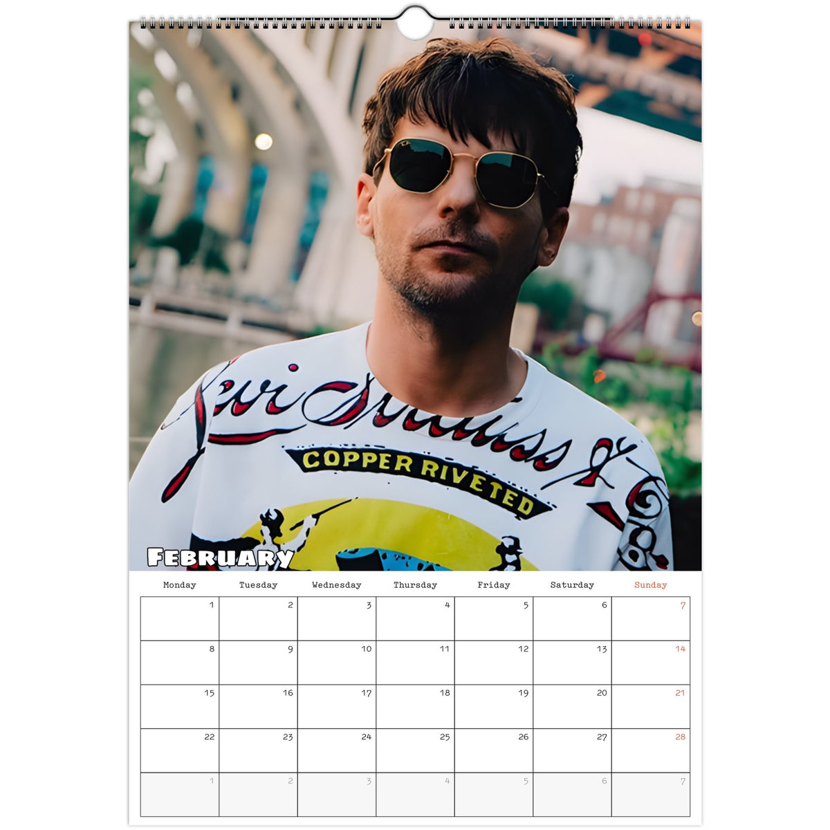 Louis Tomlinson 2027 calendar February Page