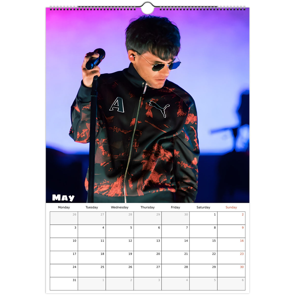 Louis Tomlinson 2027 calendar May Page