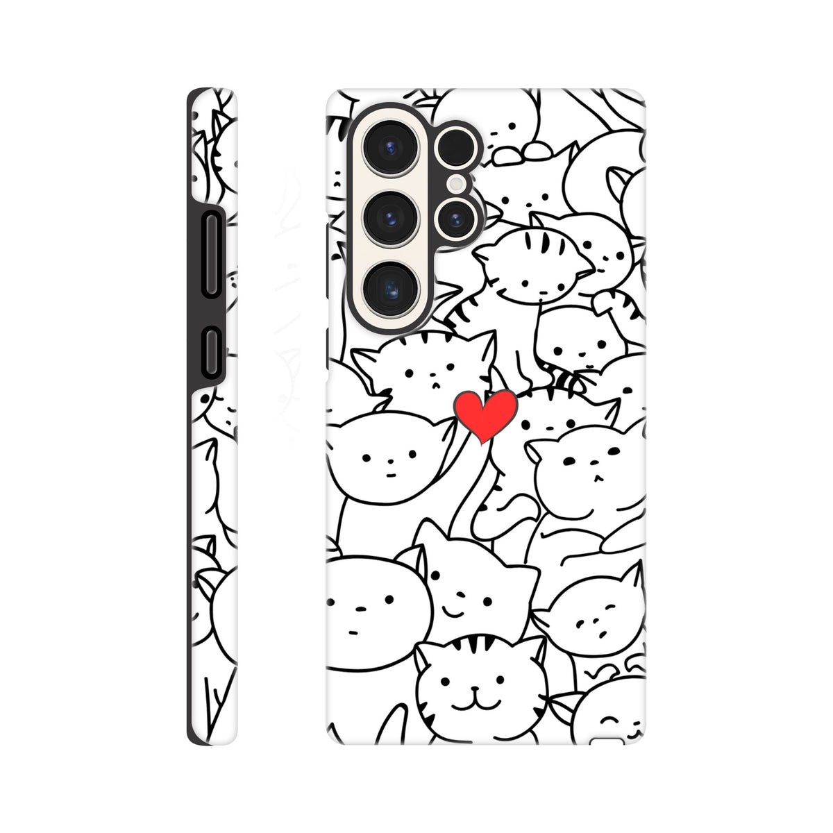 Cat lover Samsung tough case with line‑art cats