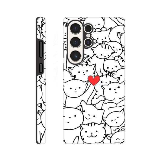 Cat lover Samsung tough case with line‑art cats