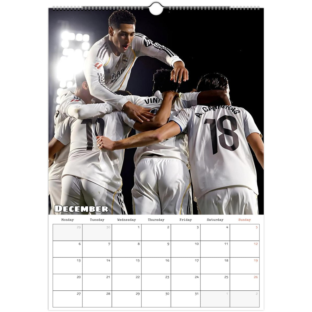 Real Madrid Calendar 2027  December page