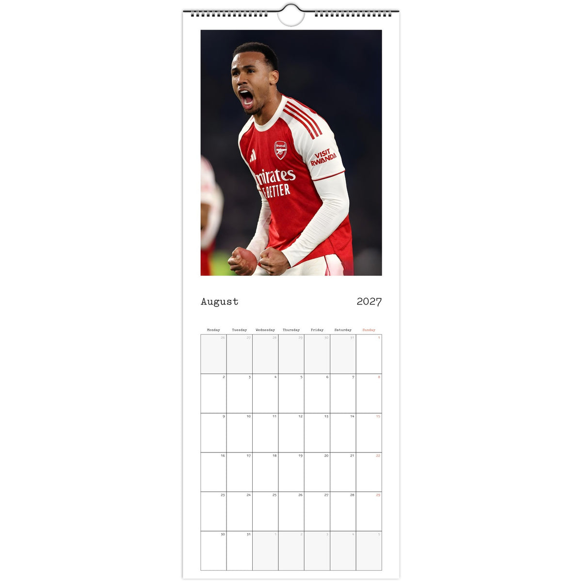 Arsenal Calendar August page