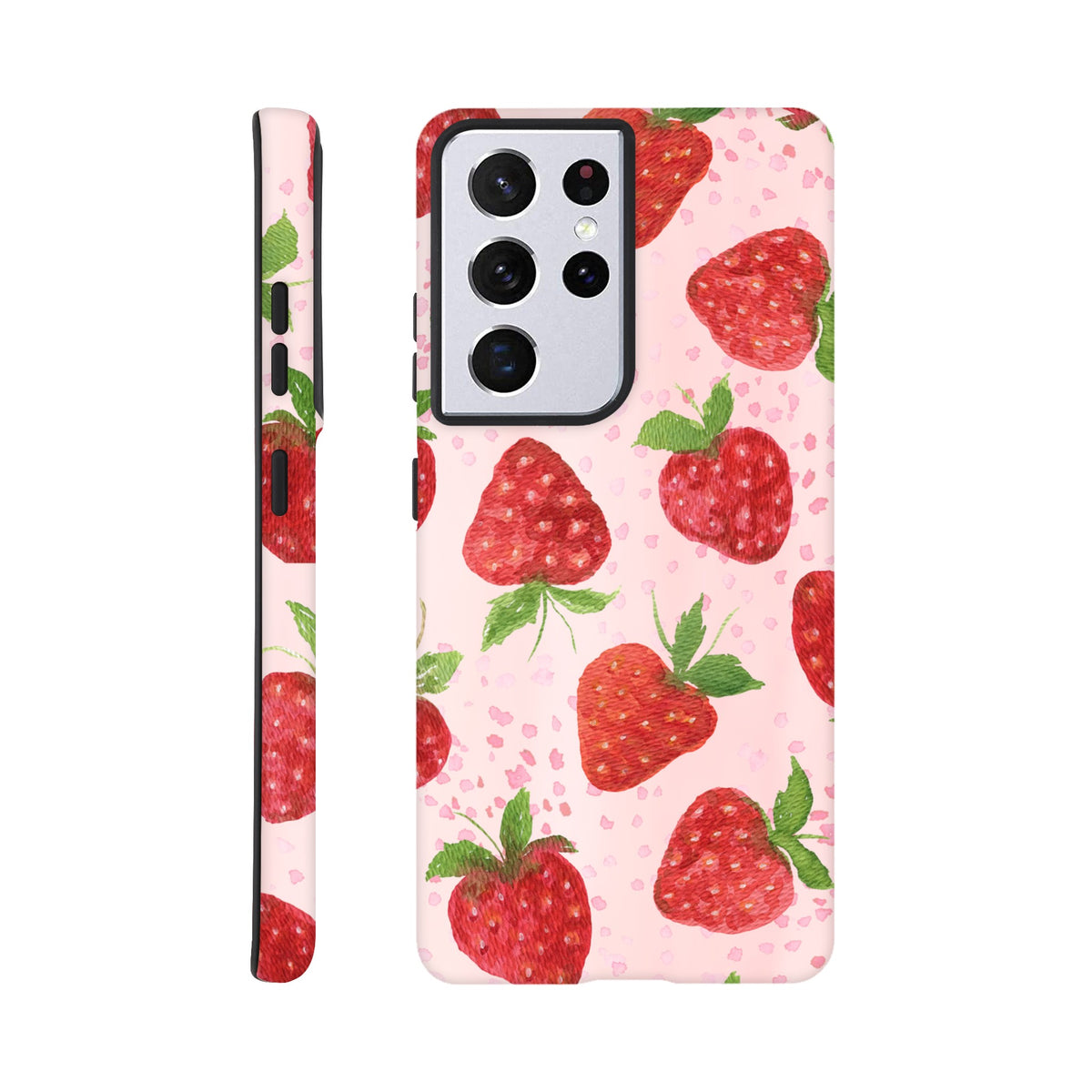 Samsung tough case with sweet strawberry design and dual‑layer defence