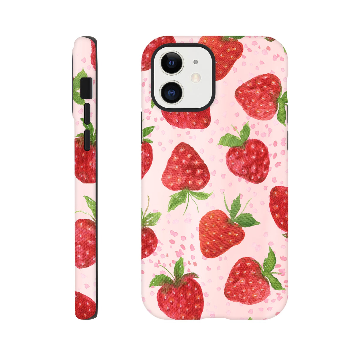 iPhone tough case with sweet strawberry aesthetic and impact protection