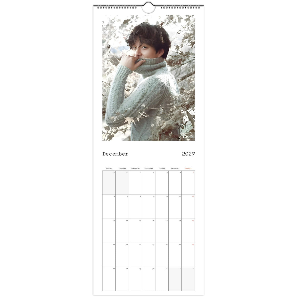December page of Gong Yoo 2027 slim wall calendar