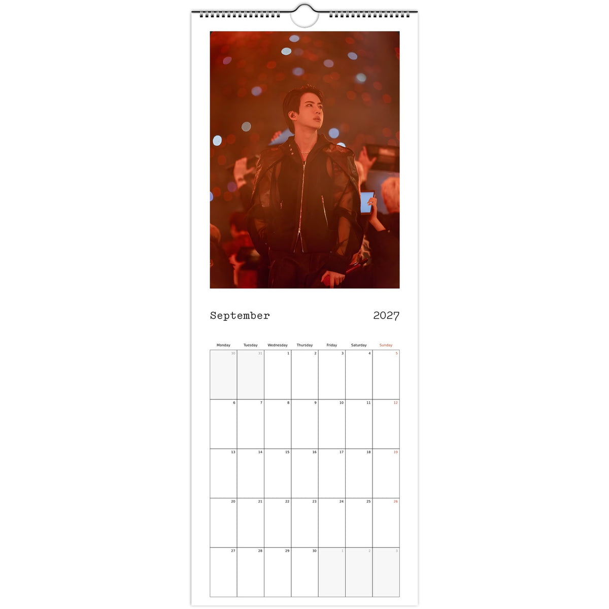 BTS Jin Calendar 2027 September page