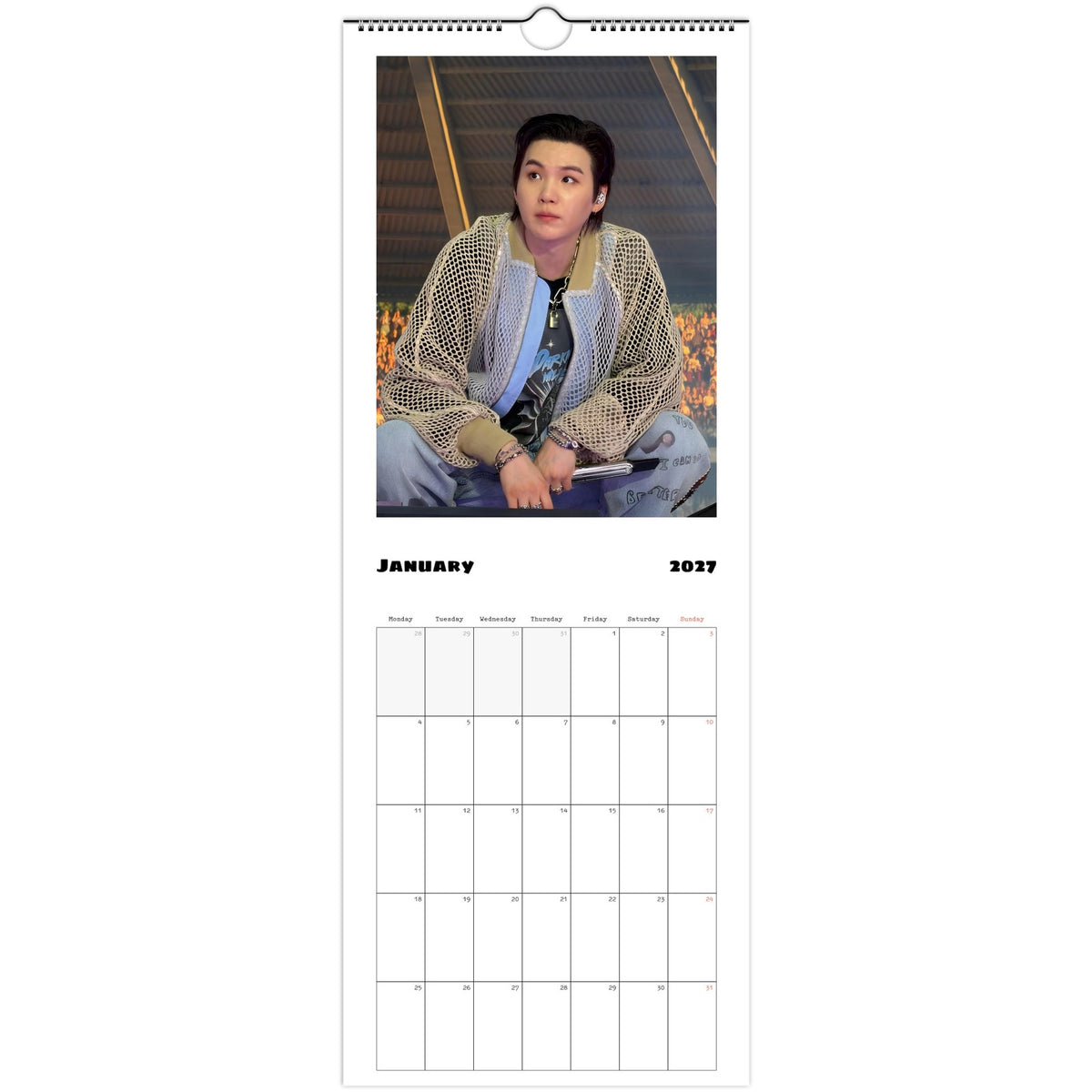 BTS SUGA Calendar January page