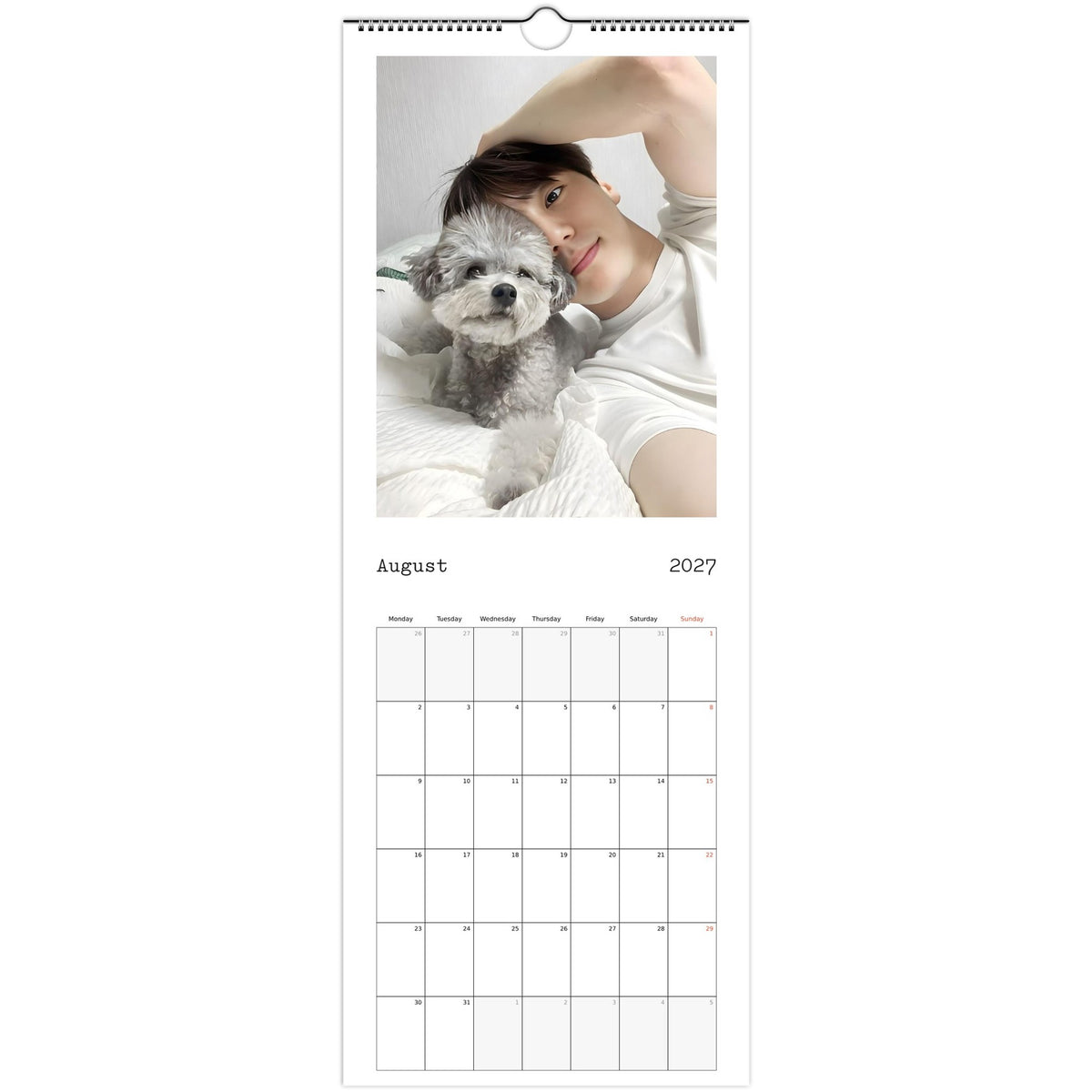 August 2027 page in Lee Jun-young slim wall calendar