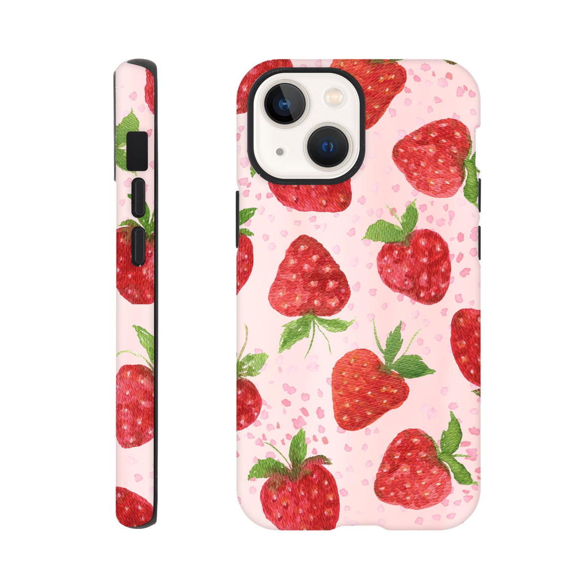 Aesthetic strawberry iPhone tough case with high‑quality artwork