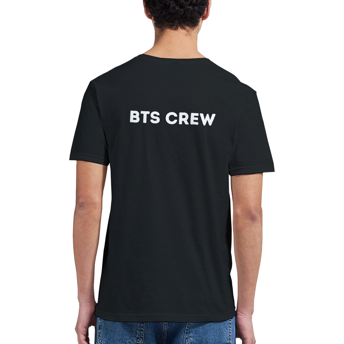 Black BTS crew back print top
