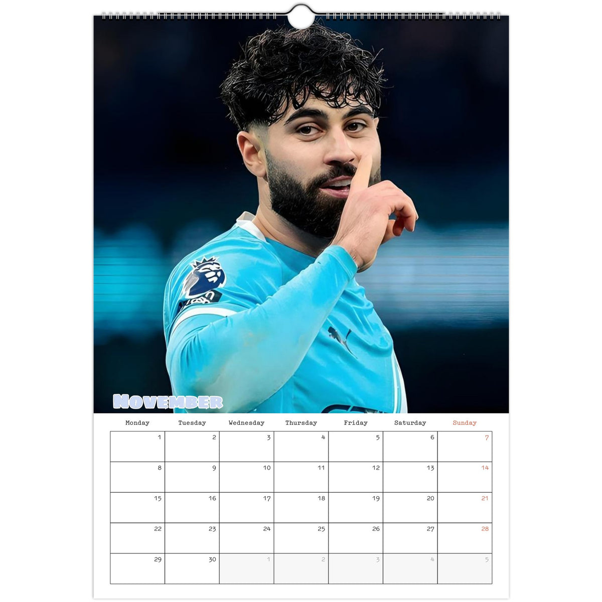 Man City Calendar 2027 November page