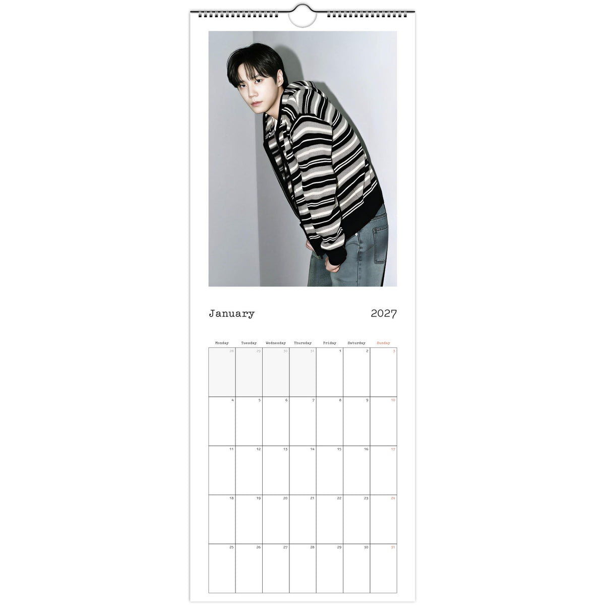 January 2027 page in Lee Jun-young slim wall calendar