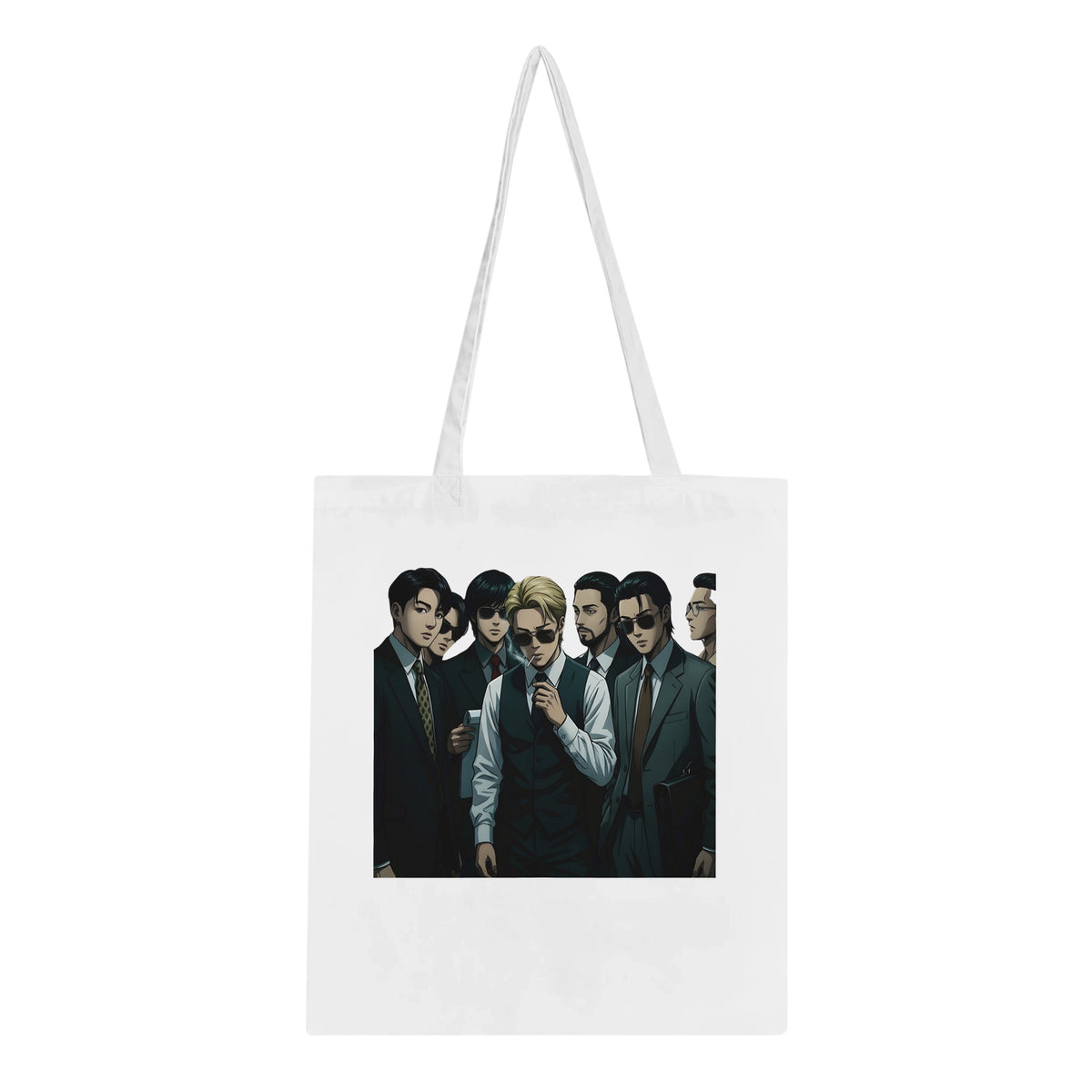 BTS single design tote bag in white canvas
