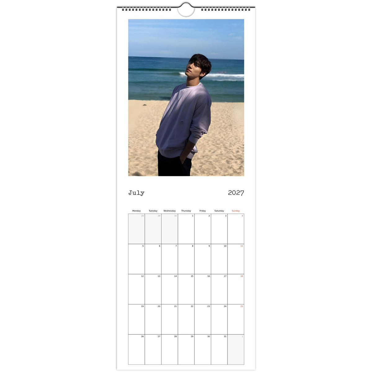 July 2027 page in Lee Jun-young slim wall calendar