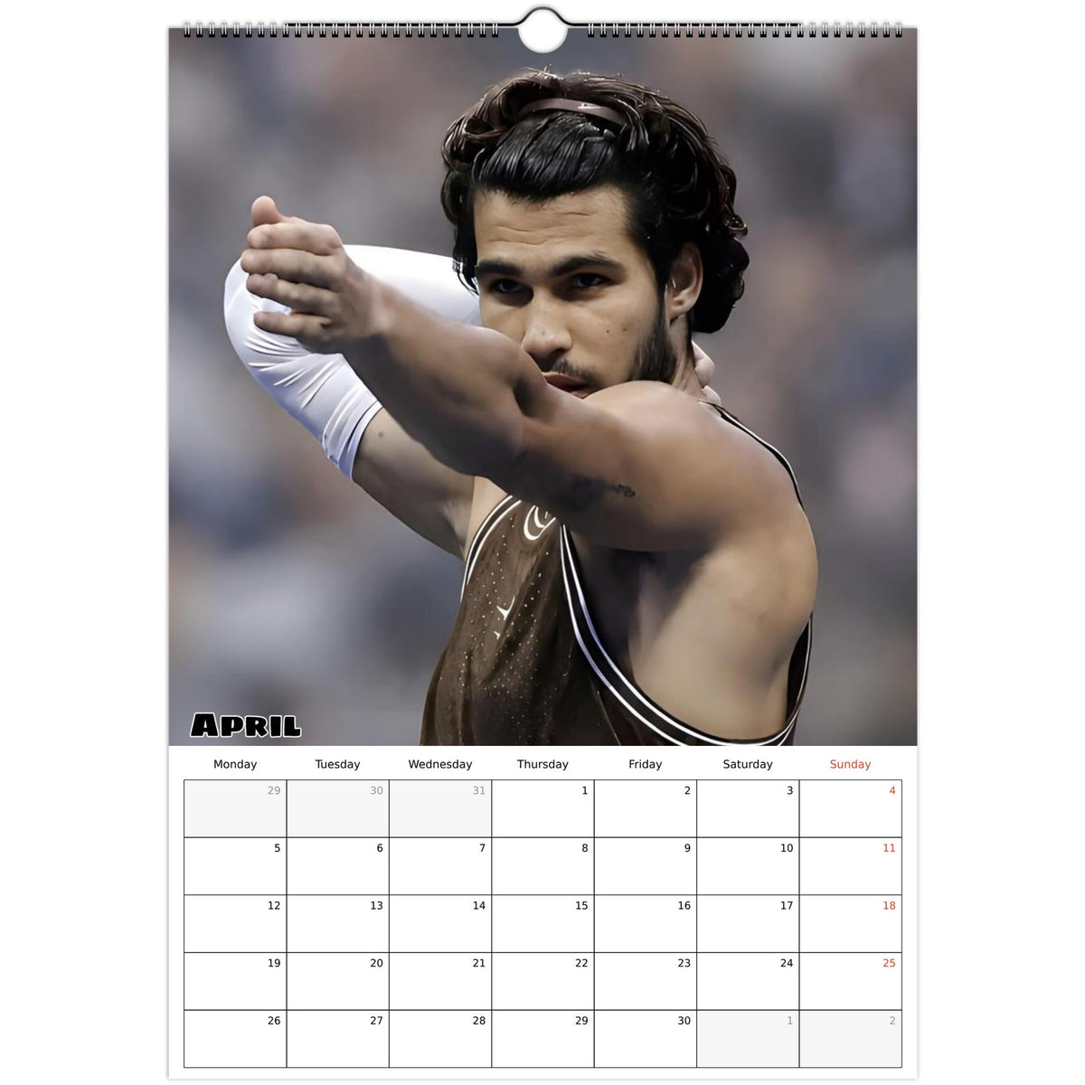 April 2027 page in Carlos Alcaraz A3 wall calendar