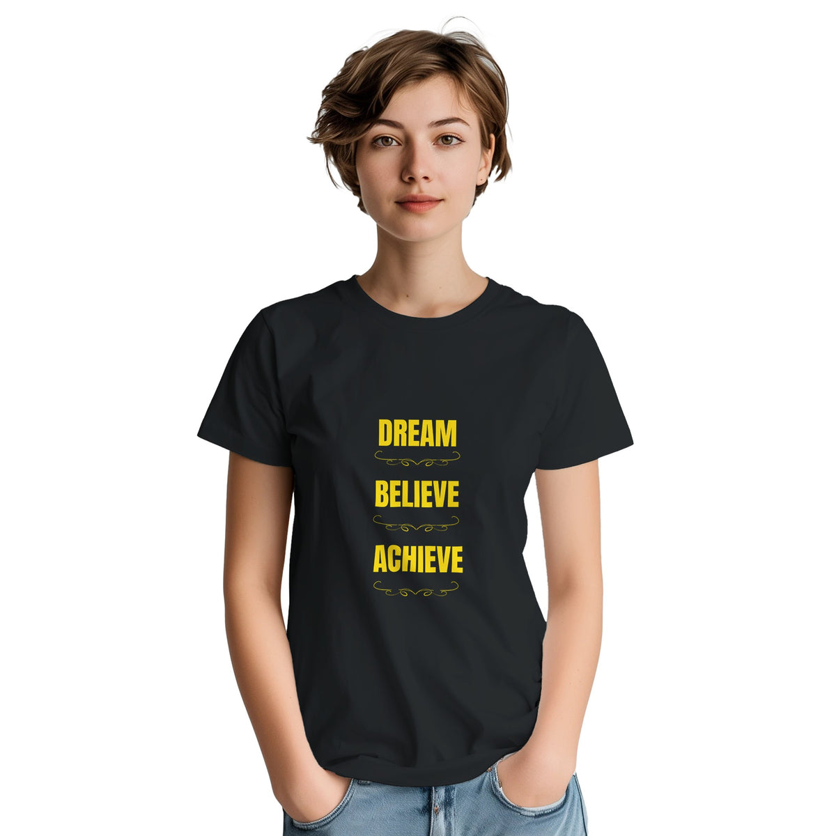 Positive mindset T‑shirt featuring motivational quote design